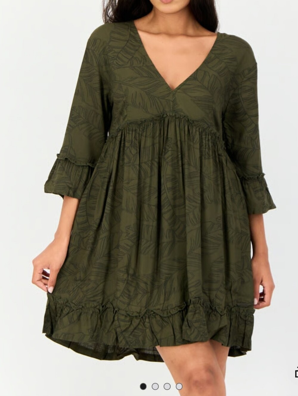 Hurley Women Allover Print Casual Mini Dress, Olive